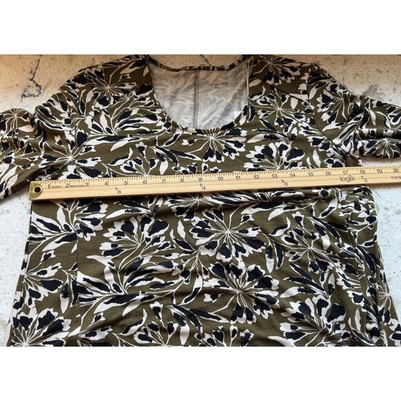 Garnet Hill Dress Size Small Green Floral Seamed Knit Trapeze Stretch Flowy NWT - Picture 8 of 10